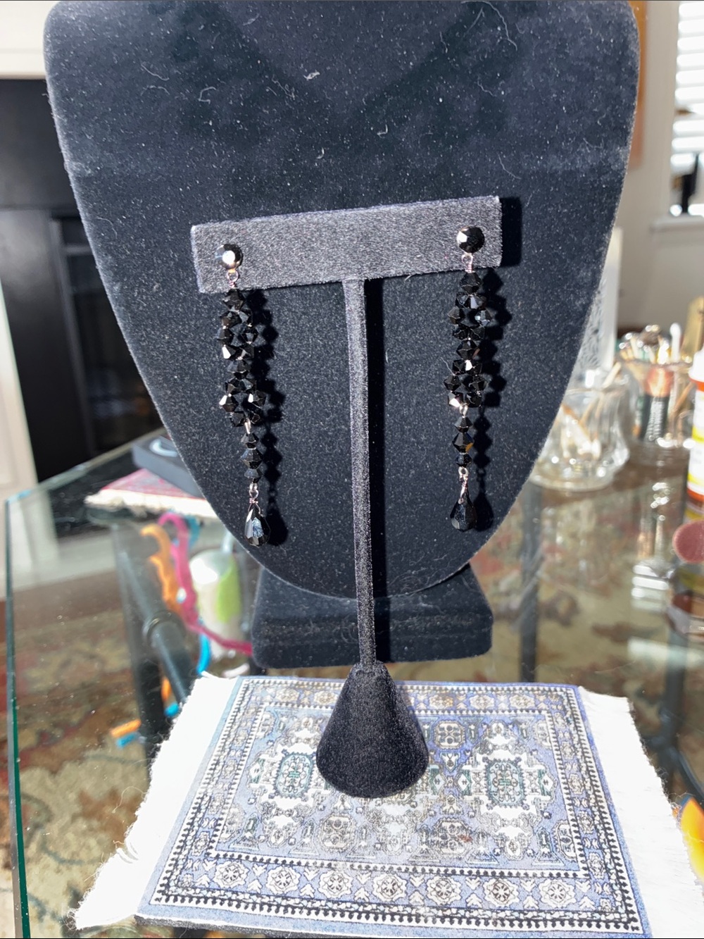 Black Crystal Drop Earrings - Women Jewelry